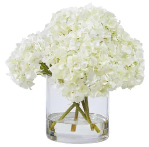 HYDRANGEAS IN GLASS 12" (WHI007-WH)