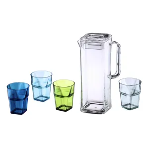 1.7 Liter Square Pitcher with 4 Nesting Tumblers