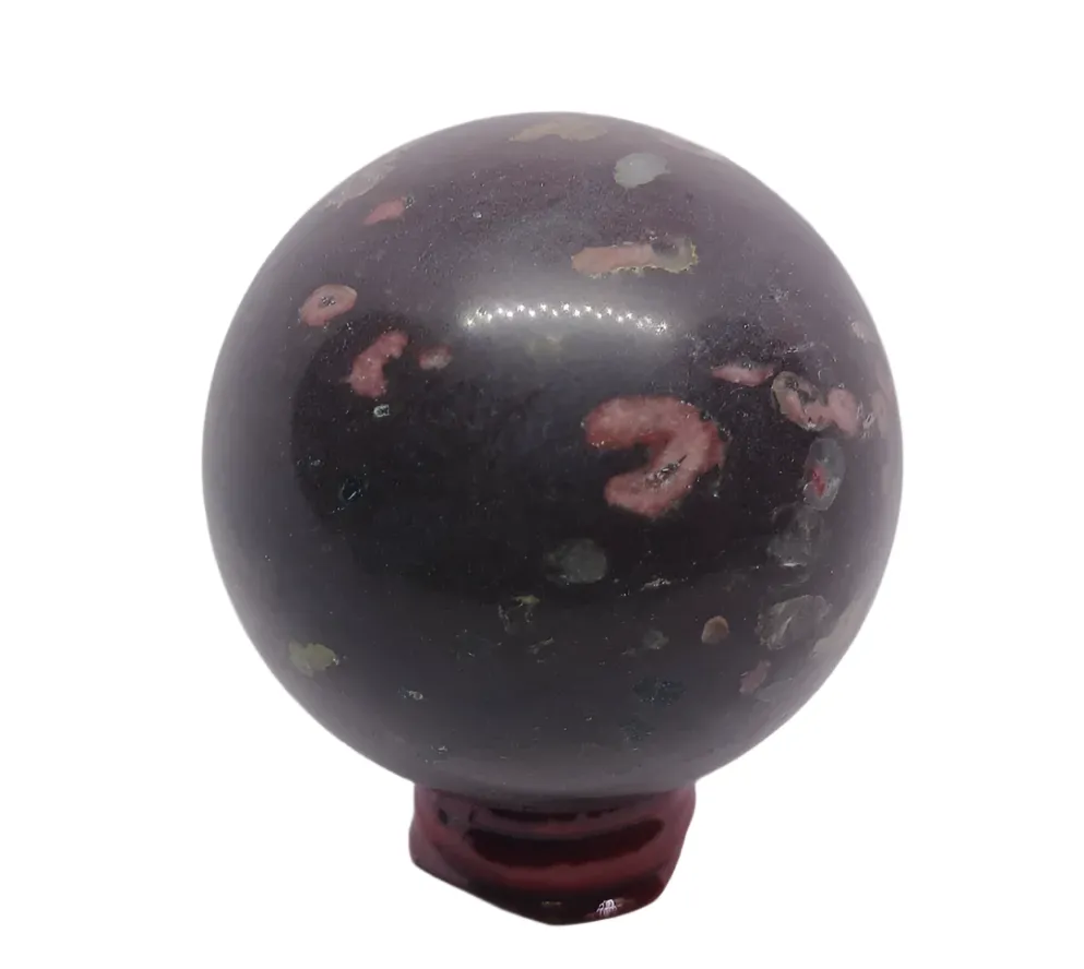 387G Black Plum Blossom Jade Crystal Sphere