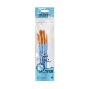 4-Pack Gold Taklon Angular Paintbrushes