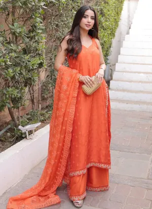 Amren Tangerine Shirt and Dupatta