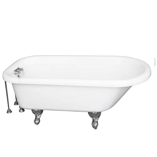 Asia 67″ Acrylic Roll Top Tub Kit in White – Polished Chrome Accessories