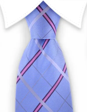 Baby Blue & Light Pink Plaid Tie