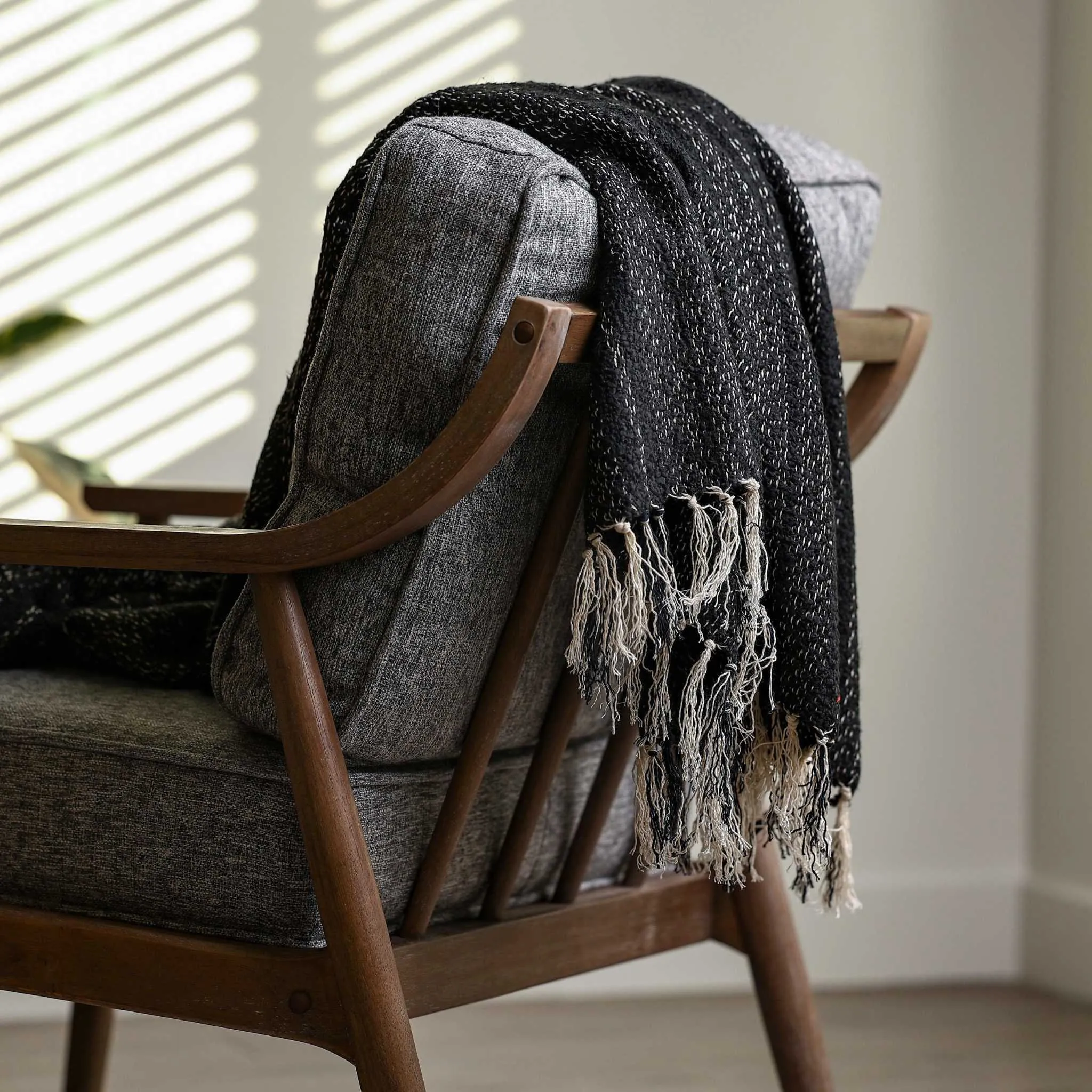 Black and White Throw Blankets 60" X 68"  3.5" Tassels