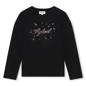 Black Long Sleeve Rhinestone Tee