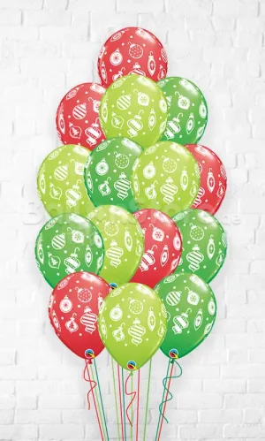 Christmas Ornaments & Dots  Balloon Bouquet - 15pcs