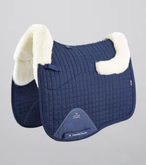 Close Contact Merino Wool European Saddle Pad - Dressage Square Navy/Natural Wool