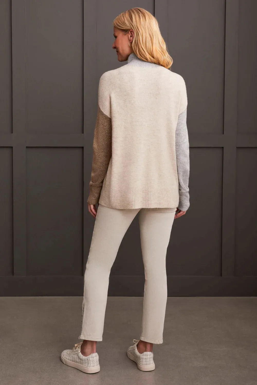 Colorblock Sweater in Heather Aloe