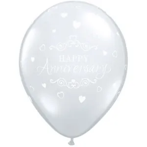 Diamond Clear Anniversary Classic Hearts Balloon