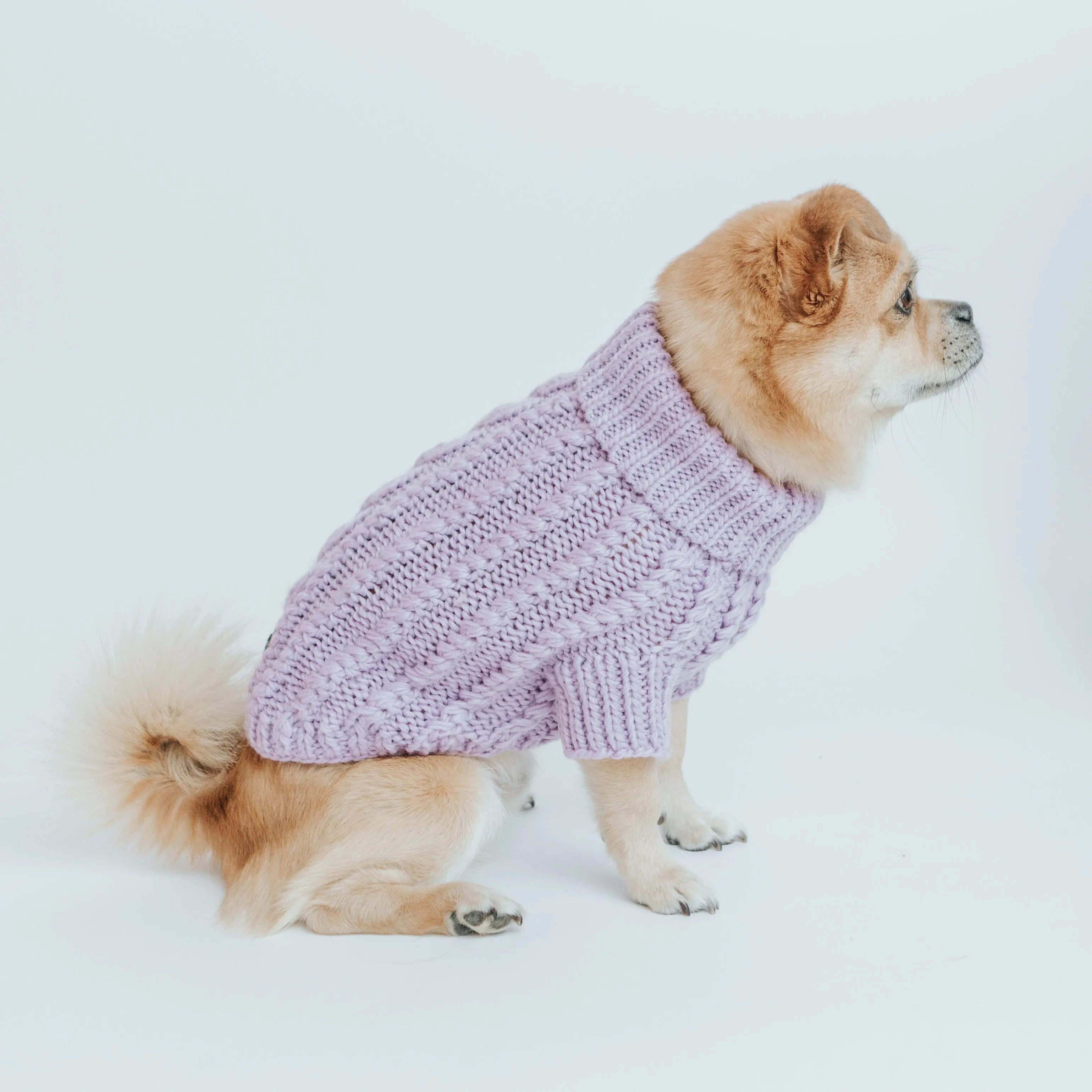 Dog Cable Knit Sweater - Lavender