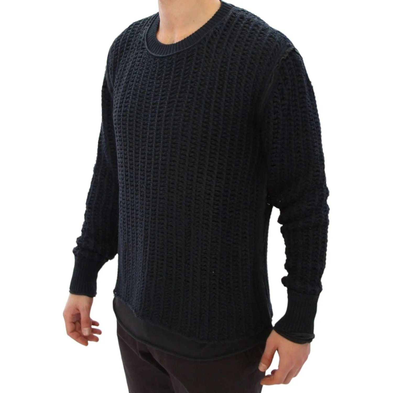 Dolce & Gabbana Elegant Blue and Black Layered Sweater