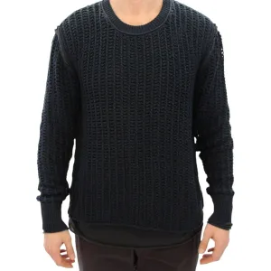 Dolce & Gabbana Elegant Blue and Black Layered Sweater