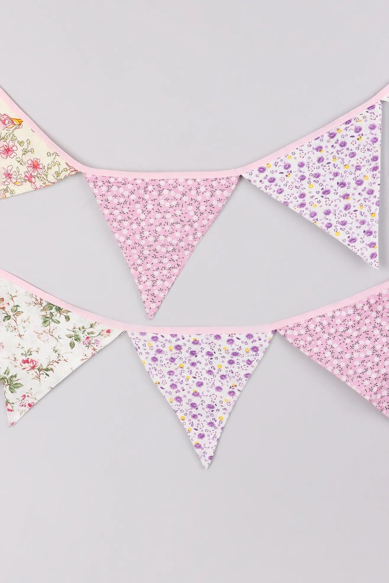 Elegant Pink and White Floral Cloth Bunting