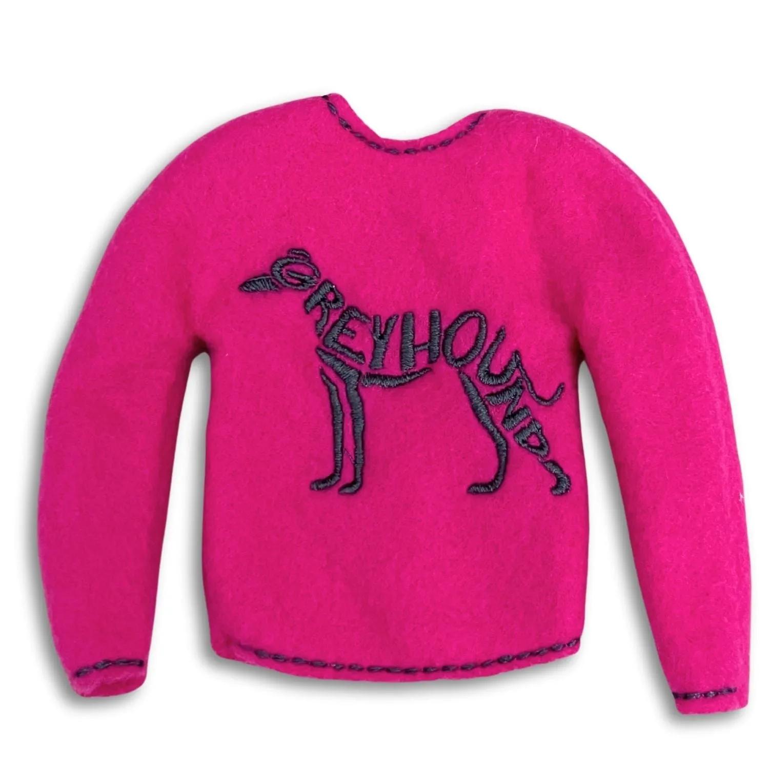 Elf Sweater Greyhound Word Art Hot Pink