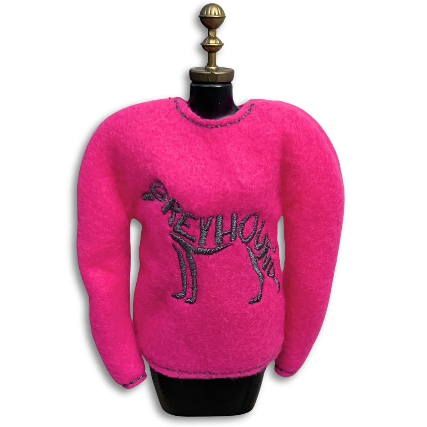 Elf Sweater Greyhound Word Art Hot Pink