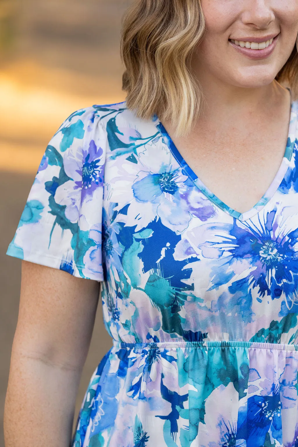 Emery Ruffle Top - Blue Floral Mix by Michelle Mae