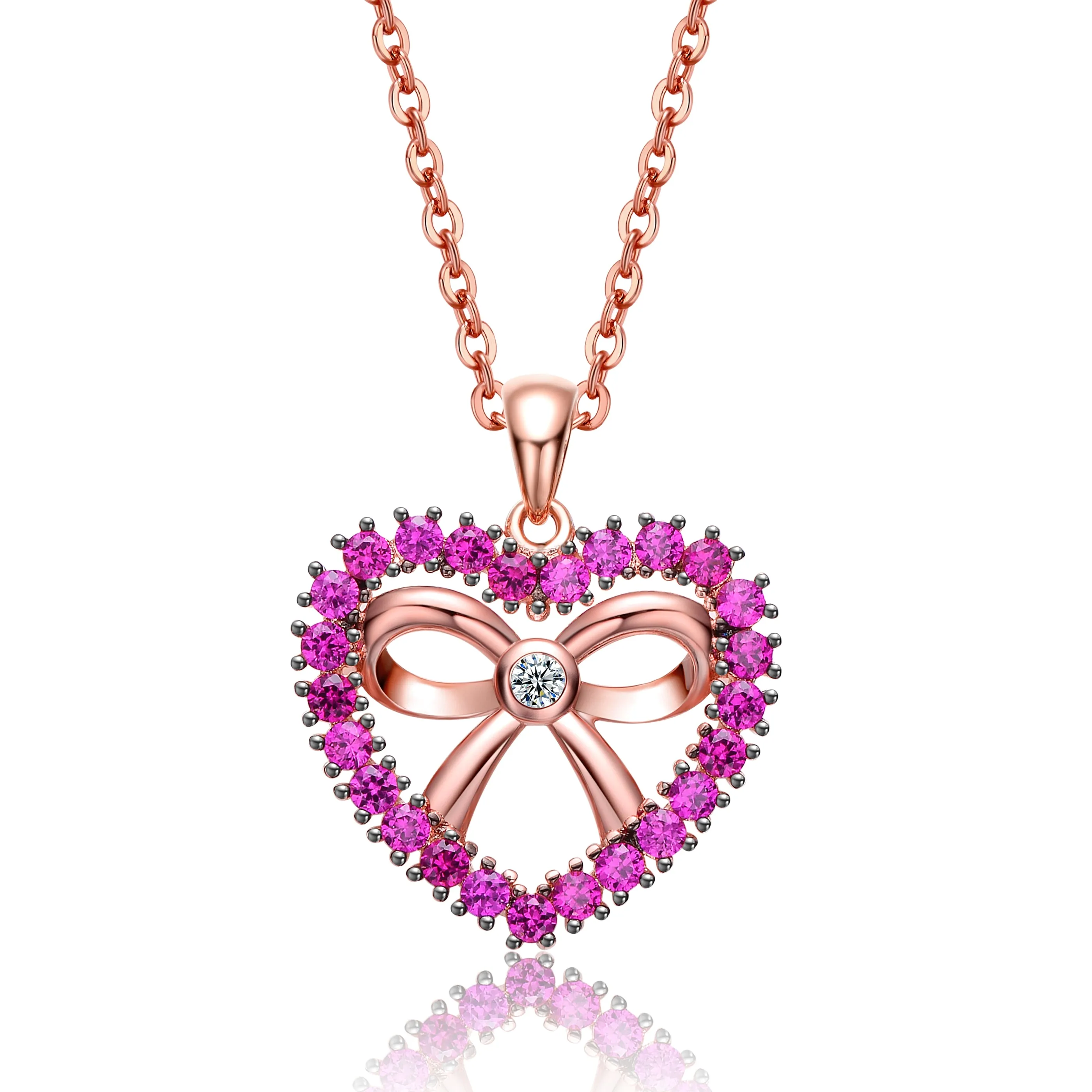 Emma Pink Cubic Zirconia Pendant Necklace