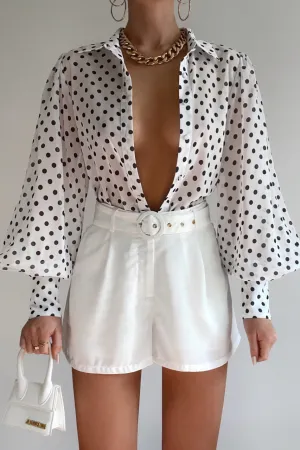 FLEETWOOD BLOUSE - WHITE POLKA