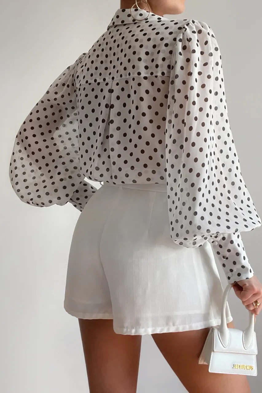 FLEETWOOD BLOUSE - WHITE POLKA