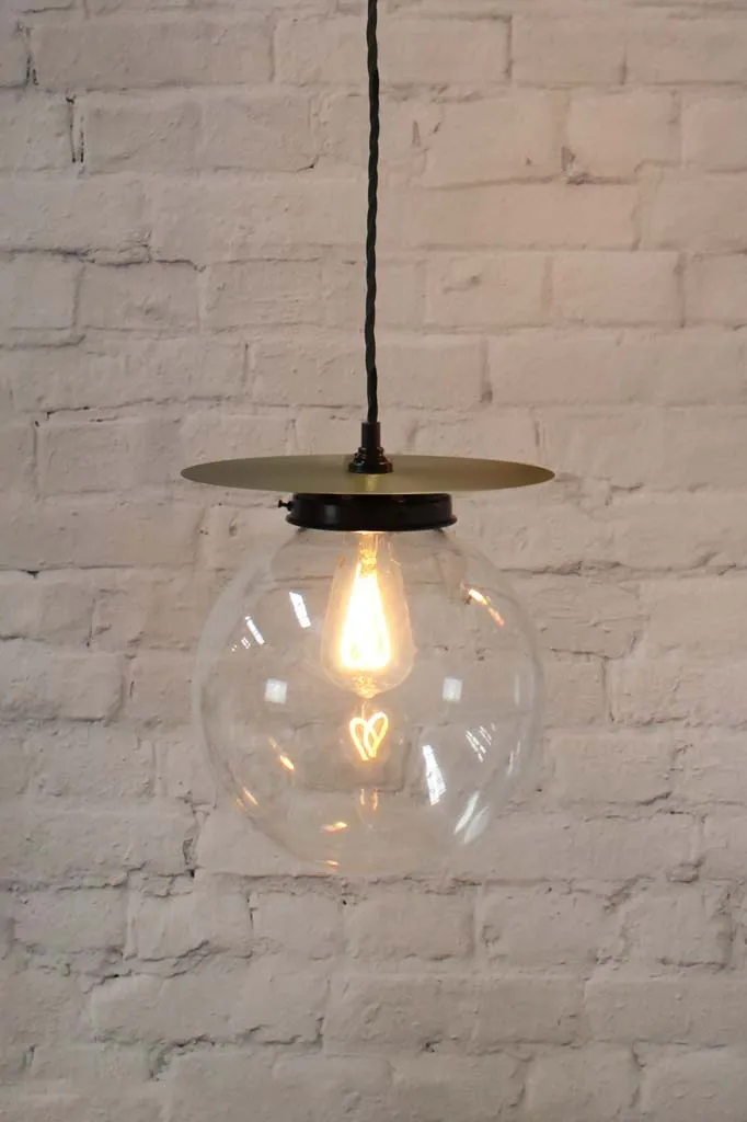 Glass Ball Brass Disc Pendant Light