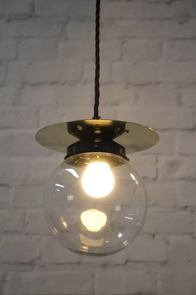 Glass Ball Brass Disc Pendant Light