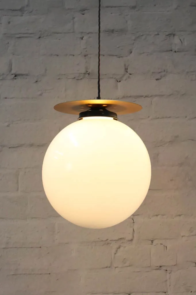 Glass Ball Brass Disc Pendant Light