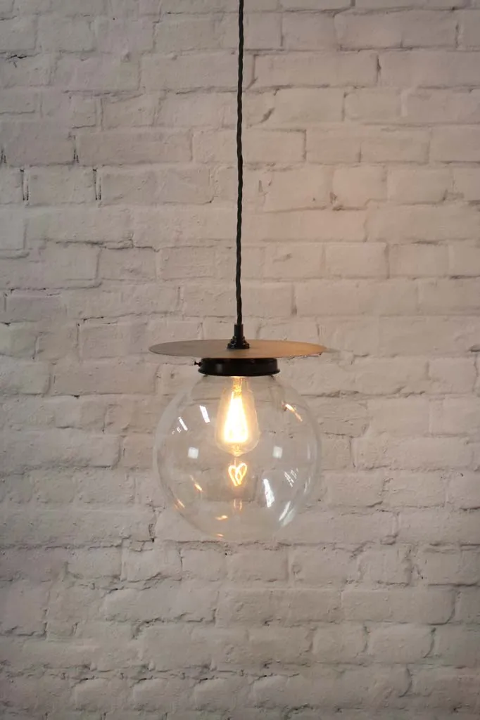 Glass Ball Brass Disc Pendant Light