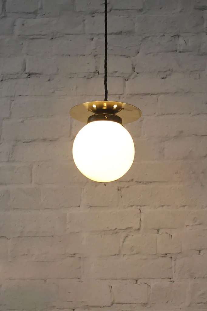 Glass Ball Brass Disc Pendant Light