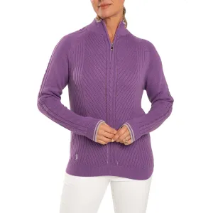 Glenmuir Women's Becca Cotton Cashmere 1/4 Knit - Amethyst Marl/Silver