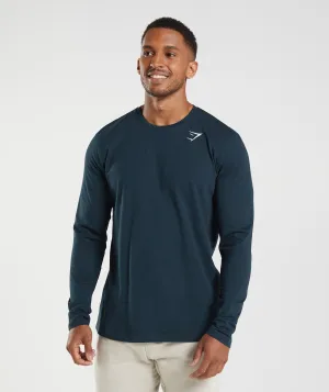 Gymshark Crest Long Sleeve T-Shirt - Navy