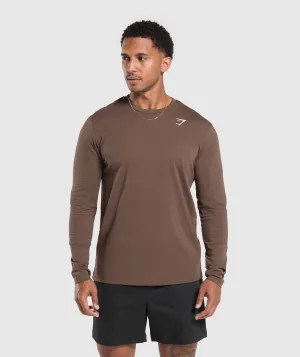 Brown Gymshark Crest Long Sleeve T-Shirt