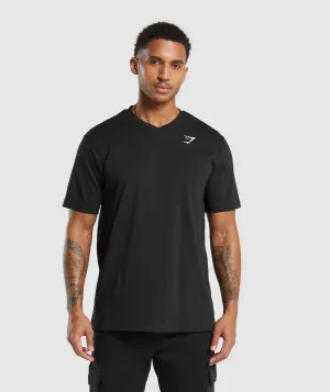 Gymshark Crest V-Neck T Shirt - Black