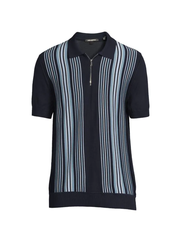 Karl Lagerfeld Paris striped polo sweater, navy blue