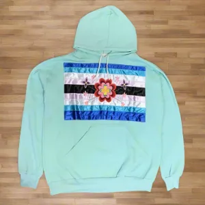 Light Green Native Style Embroidered Hoodies