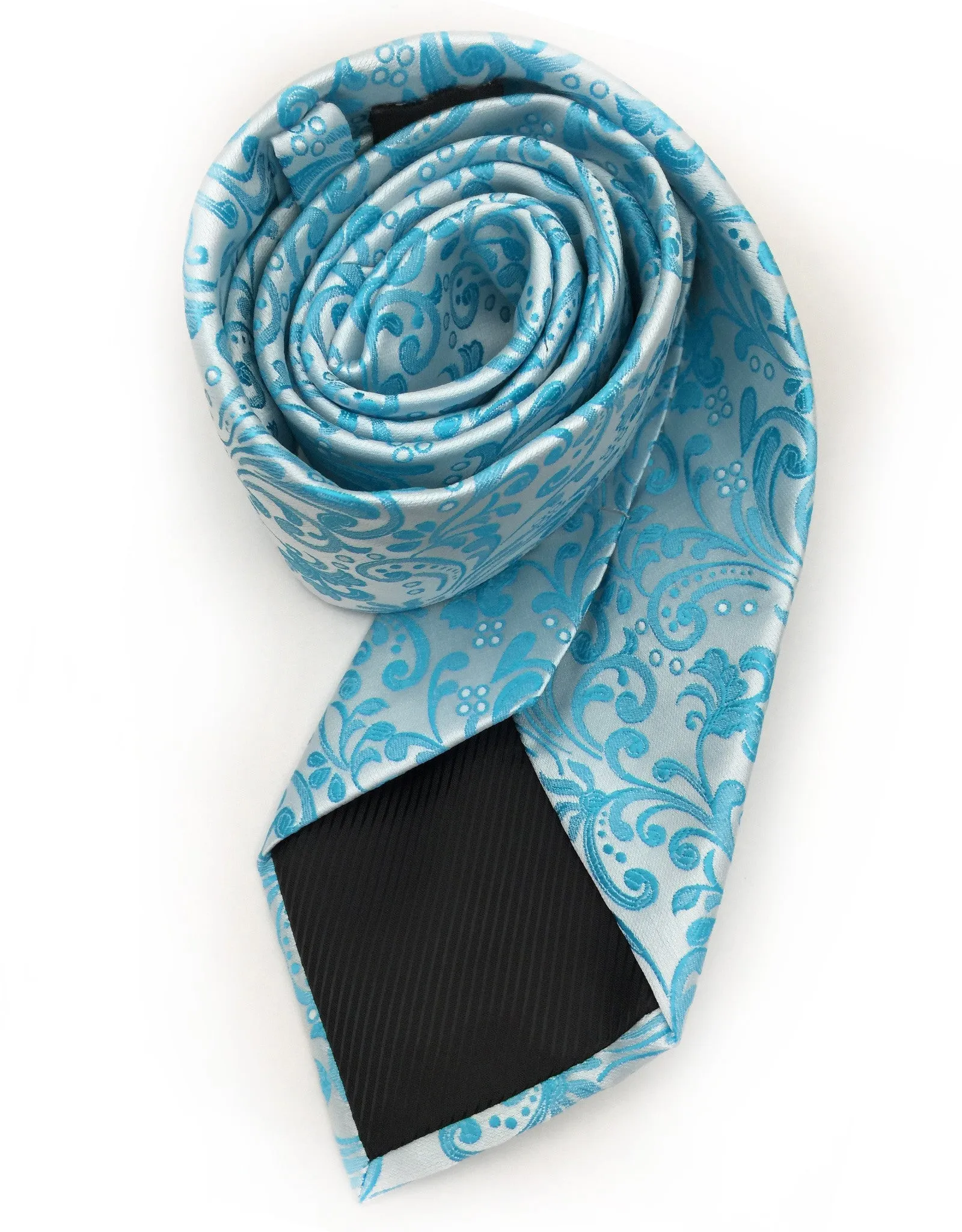 Light Turquoise Vintage Floral Necktie