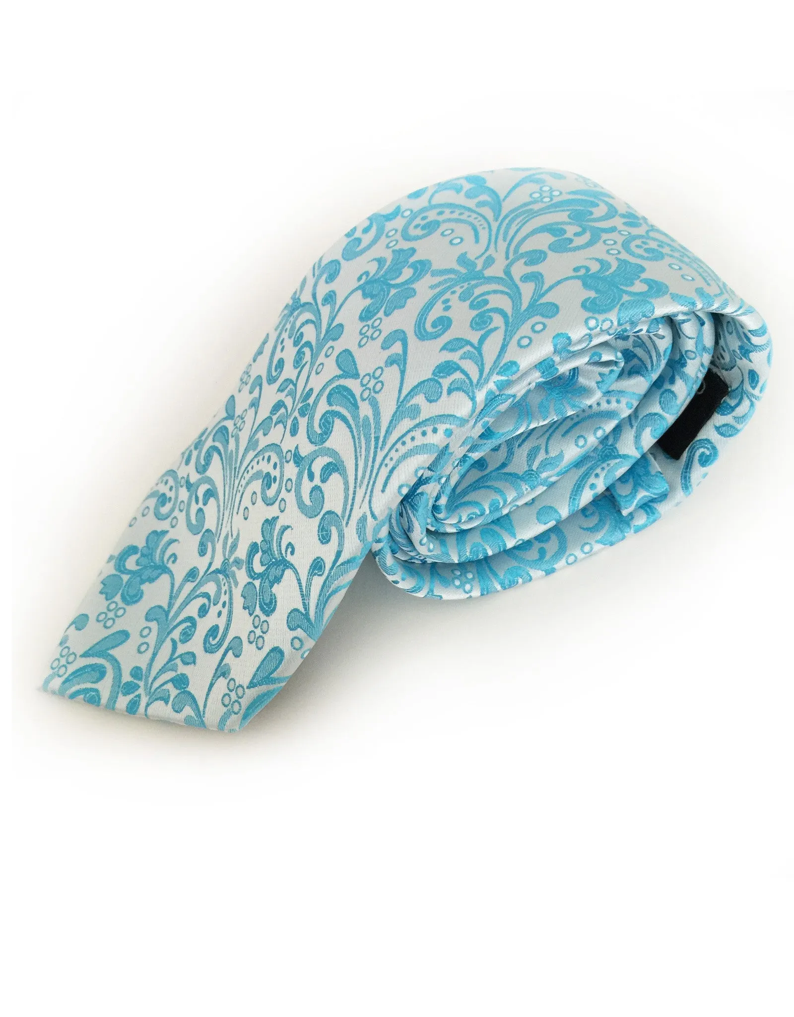 Light Turquoise Vintage Floral Necktie