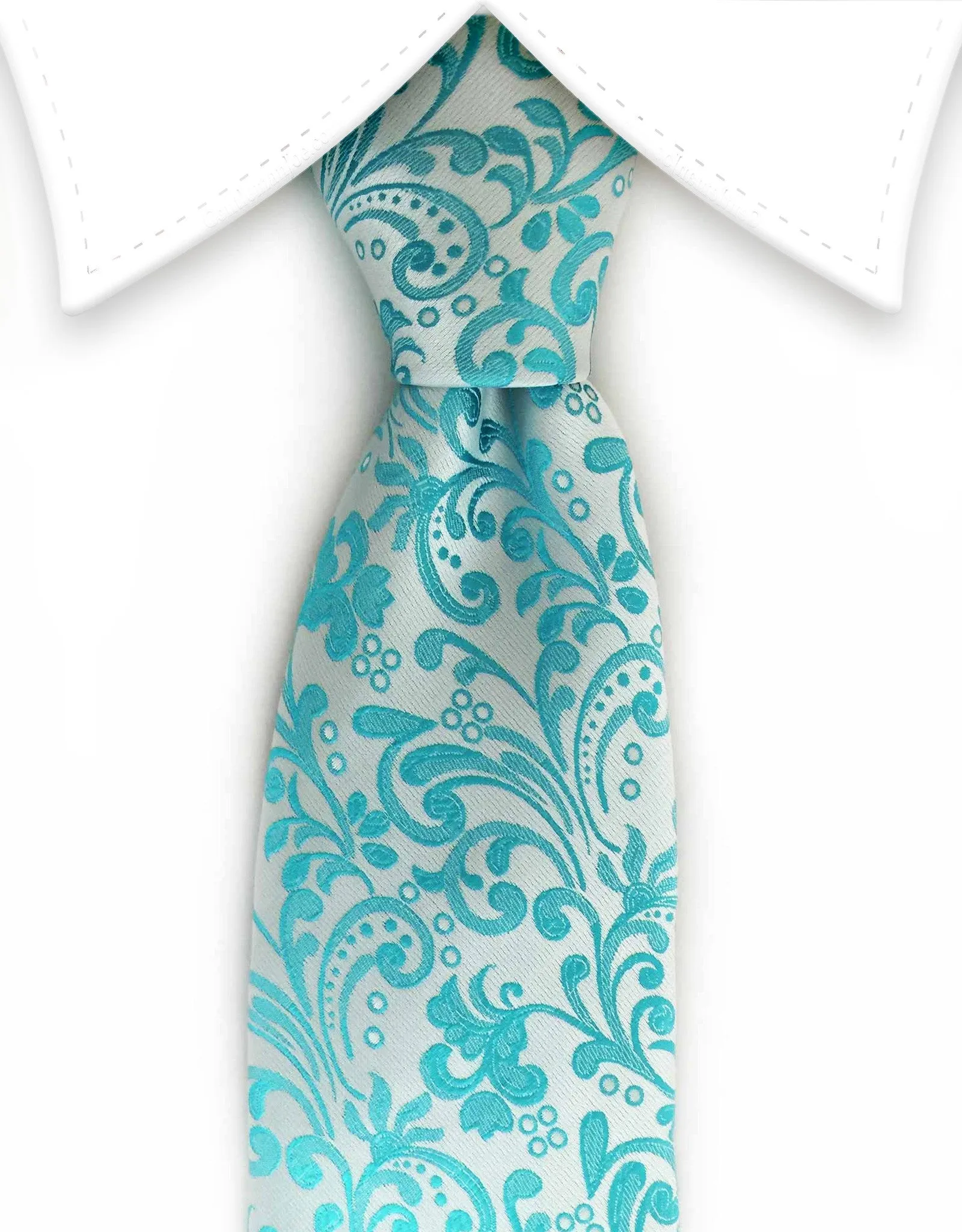 Light Turquoise Vintage Floral Necktie