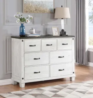 Lilith 7-drawer Dresser Distressed Distressed Grey and White