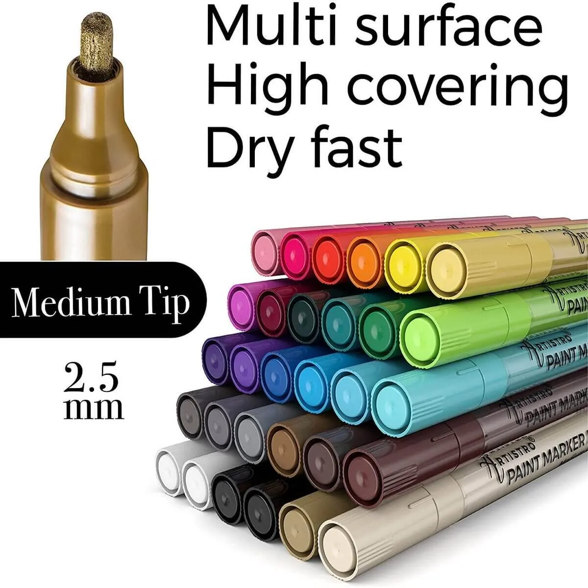 Medium Tip Acrylic Markers - Set of 30 Paint Marker Pens