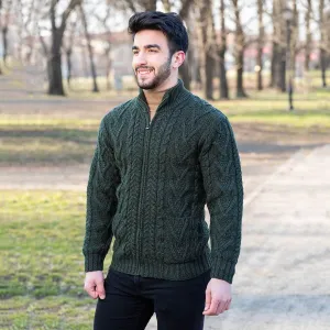 Men's Merino Knit Aran Zip Cardigan