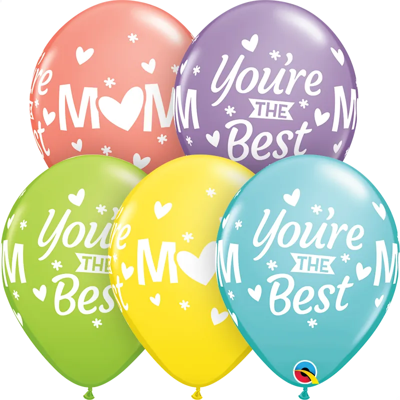 Mom You're the Best Latex - Helium Filed 5pcs