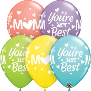 Mom You're the Best Latex - Helium Filed 5pcs