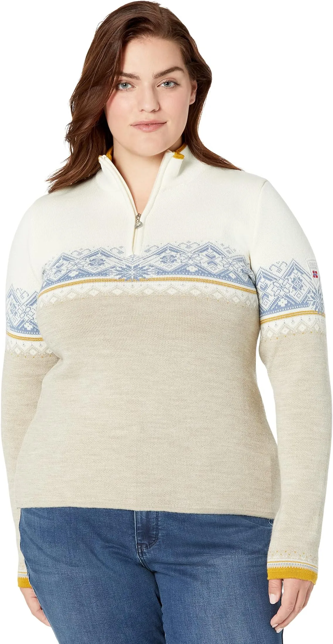 Moritz Feminine Dale of Norway Sweater in Sand Off-White Blue Shadow