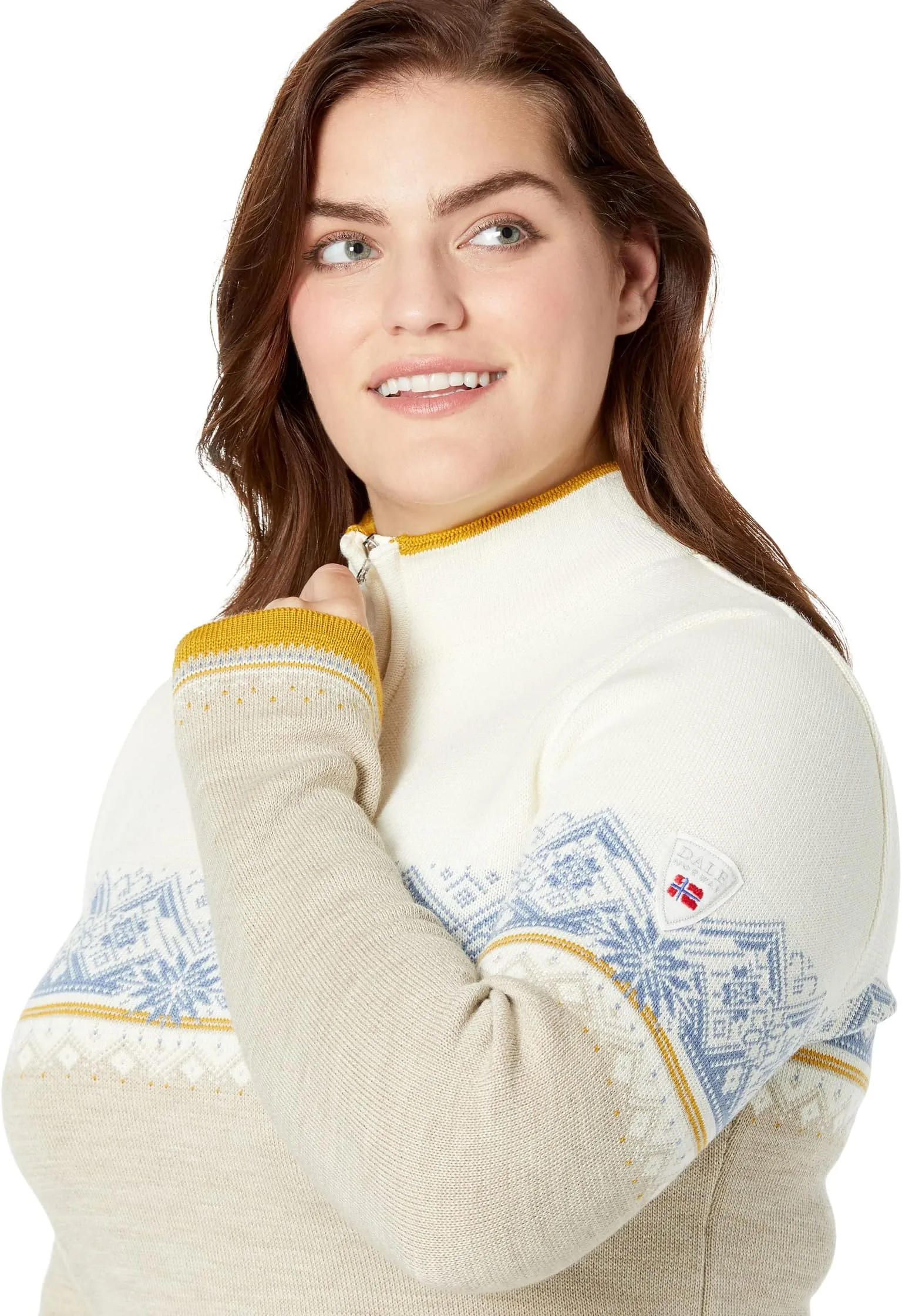 Moritz Feminine Dale of Norway Sweater in Sand Off-White Blue Shadow