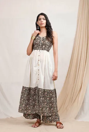 Off White Cotton Kurta With Kalamkari Border