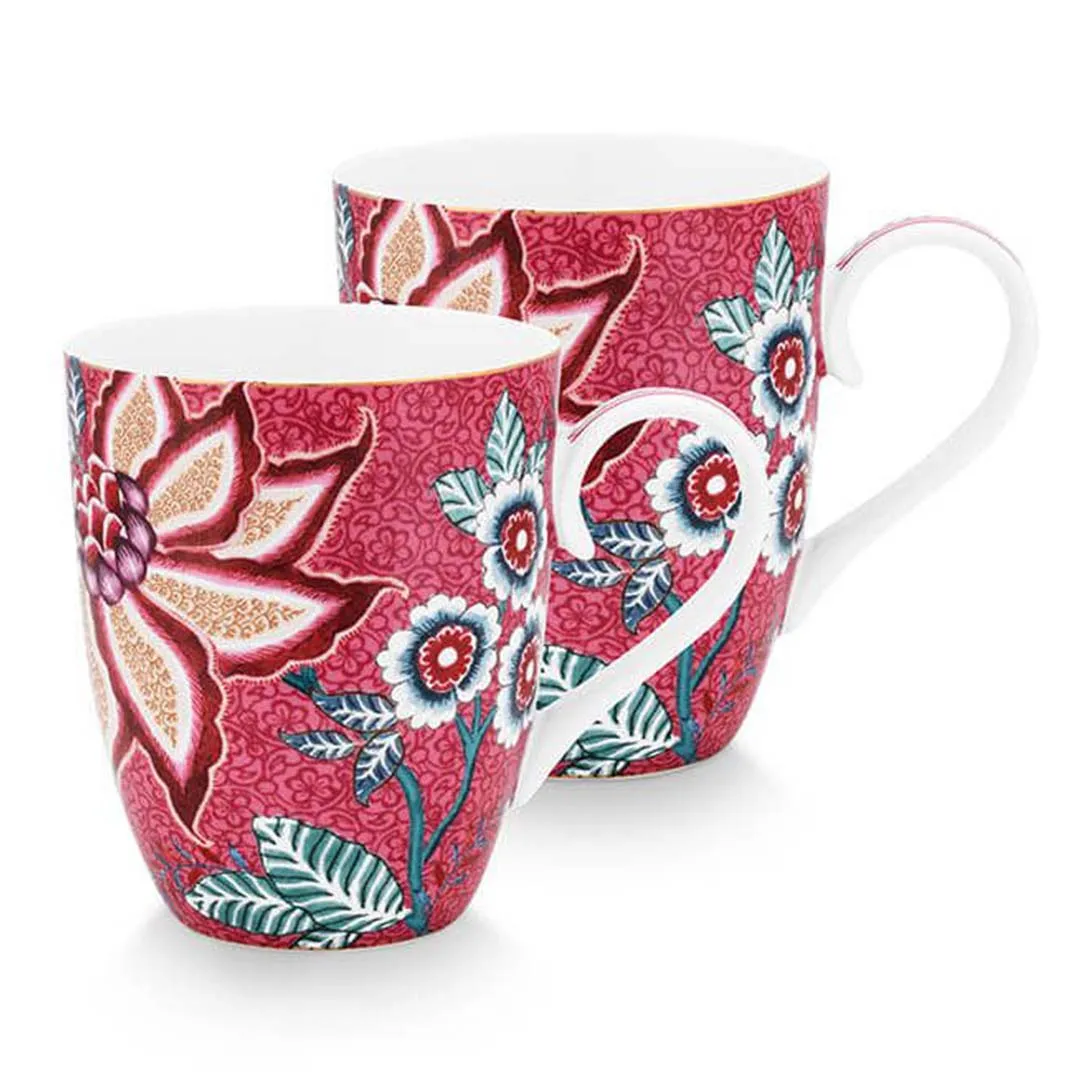 Pip Studio Flower Festival Set of 2 Mugs - Pink