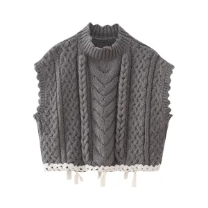 Pre Order:  Sleeveless Braided Knit Sweater