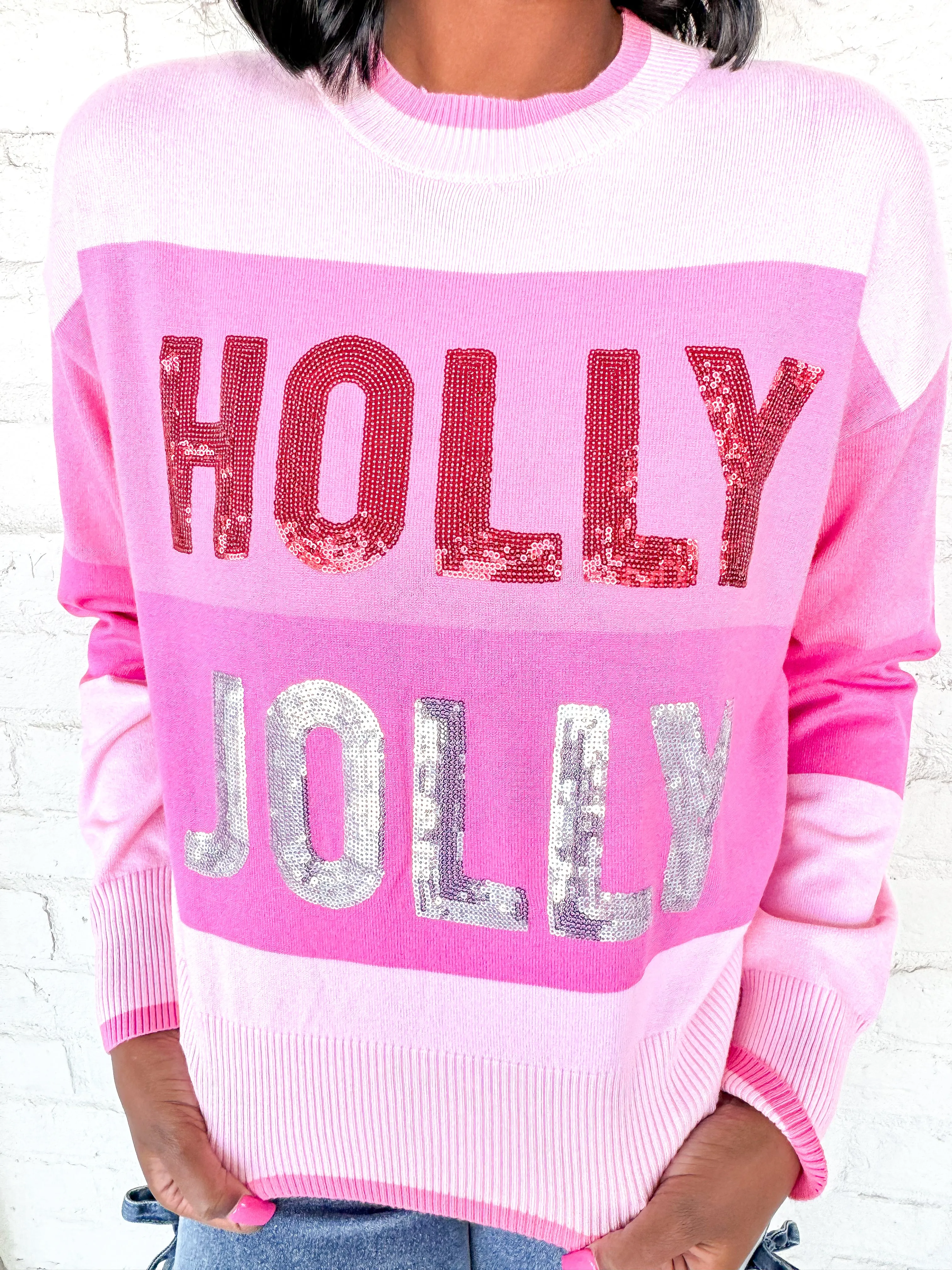 Queen Of Holly Jolly Knit Pink Sweater