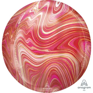 Red & Pink Marblez Orbz Foil Balloons 38cm x 40cm  Each