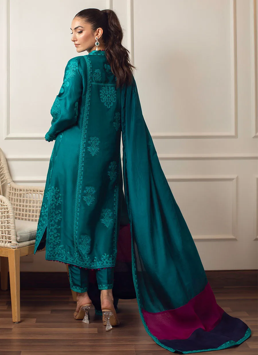 Saki Emerald Shirt and Dupatta